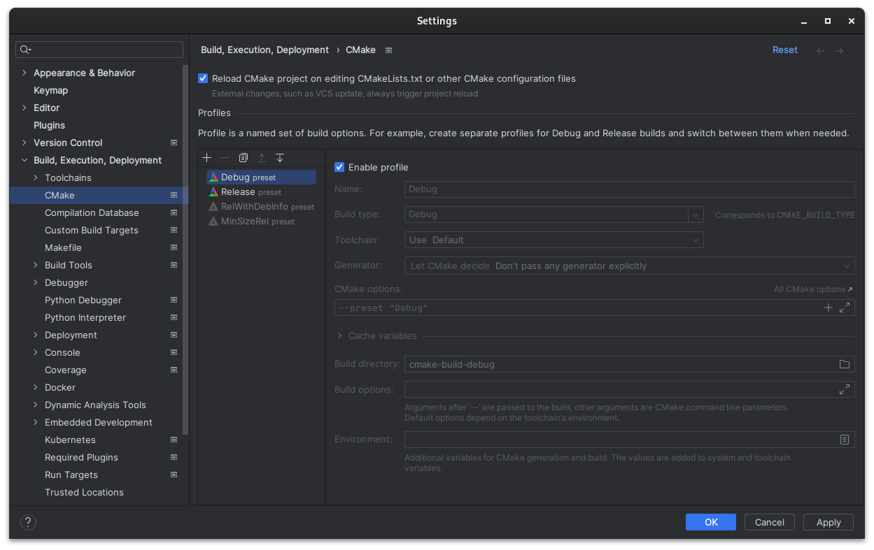 CMake Profiles